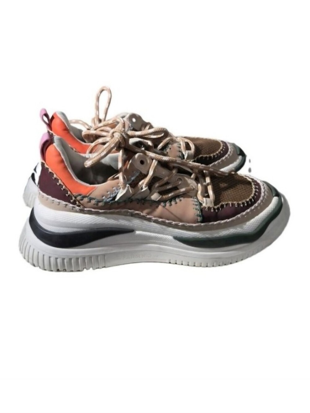 FARM Rio Zigzag Platform Sneakers White Multi Color Chunky Mesh Suede- Size 9